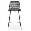 Set of 2; Natural Rattan Indoor Counter Chair ; Black Finish Steel legs; Black (17.5"x20"x34")