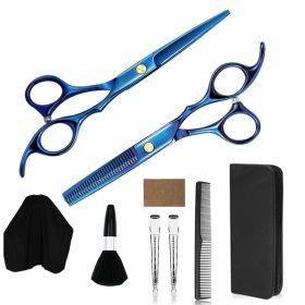 Hairdressing Scissors Mid Range Thinning Set (Option: Dazzling Blue 9pcs)
