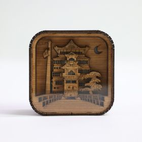 Small Night Light Wooden Paper Carved Touch Music Box (Option: Chihiro Soup House)