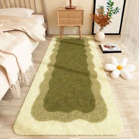 Yellow Carpet Bedroom Bed Imitation Cashmere Master Bed Front (Option: Wavy bean green-100x200cm)