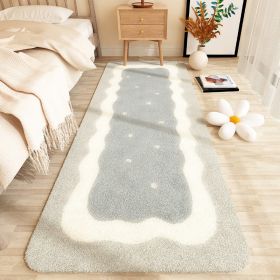 Yellow Carpet Bedroom Bed Imitation Cashmere Master Bed Front (Option: Blue wave-120x160cm)