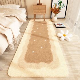 Yellow Carpet Bedroom Bed Imitation Cashmere Master Bed Front (Option: Khaki wave-120x160cm)