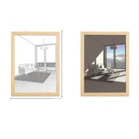 Modern Minimalist Bedside Lighting Decorative Painting (Option: Mountain and River-S-USB)