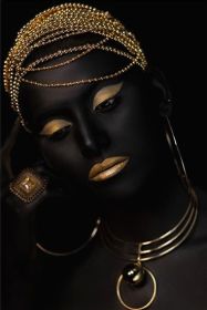 Black Gold African Woman Poster Abstract Canvas Painting (Option: C-100x150cm)