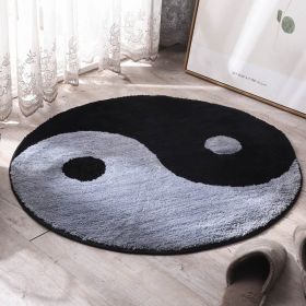 New Bedroom Round Gossip Carpet (Option: Gray black-80cm)
