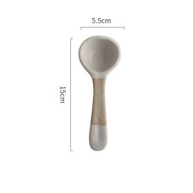 Household Coarse Pottery Retro Rice Bowl (Option: White spoon)