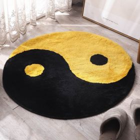 New Bedroom Round Gossip Carpet (Option: Black yellow-90cm)