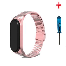 For Bracelet Stainless Steel Wrist Strap (Option: Mi 7pink buckle)
