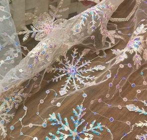 Children's Mesh Embroidered Sequin Fabric (Option: Light pink-0.91m long 1.3m wide-4yard)