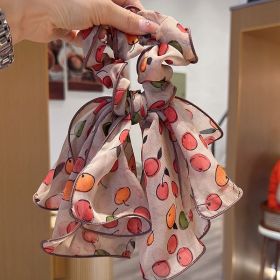 Women's Fashion Print Mesh Large Intestine Hair Ring (Color: Orange)
