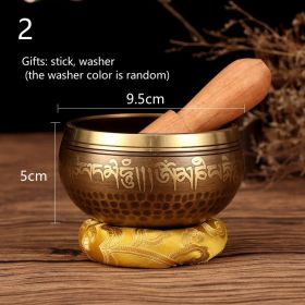 Tibetan Nepal Handmade Singing Bowls Set Buddha Mantra Design (Option: Buddhist music bowl-9CM)