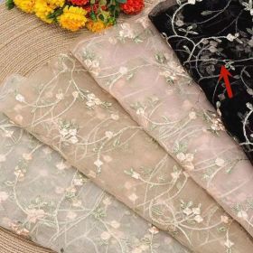 Ancient Children's Clothes Embroidered Lace Fabric (Option: Black-2yard)