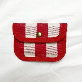 Retro Color Clash Waterproof Canvas Card Case (Option: Red Check)