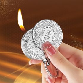 Creative Personalized Gold Coin-shaped Lighter Pendant (Color: Silver)