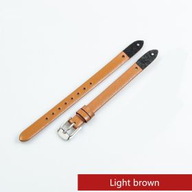 Fashion Cowhide 8mm Women's Watch Band (Option: Light brown-8mm silver buckle)