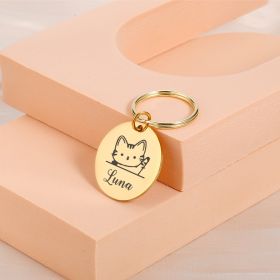 Personalized Pet Id Tags Medal Customized Dog Collar With Name Number (Option: Gold-25X25MM)