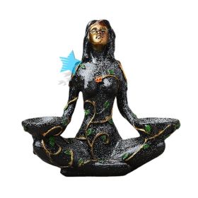 Mother Earth Crystal Ball Resin Double Base (Color: Black)