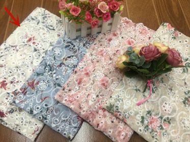 Antique Hanfu Chiffon Printing Embroidery Lace Fabric (Option: White-1yard)