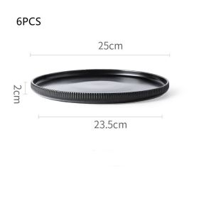 Home Creative Japanese Ceramic Embossed Simple Plate (Option: Black-10inch-6PCS)