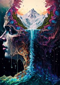 Amazing Nature Fantasy Canvas Painting Wall Art Abstract Woman Head And Water Poster (Option: Woman Head-No frame-40x50cm)