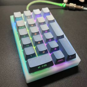 Tri-mode Digital Machine Keyboard Arm Wireless Bluetooth (Option: Misty Blue Side Engraving-Black Shaft-USB)