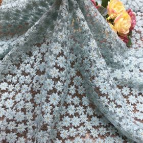 New Hollowed Out Embroidered Fabric (Option: Blue base embroidery-0.91m long 1.3m wide-4yard)