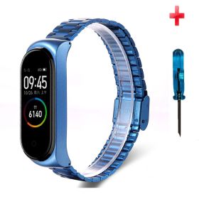 For Bracelet Stainless Steel Wrist Strap (Option: M 3to 4blue buckle)