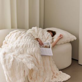 Plain Fur Velvet Sofa Blanket (Option: White-100x150cm)