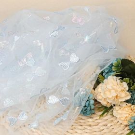 Embroidered Wedding Dress Lace Fabric (Option: Blue embroidery-0.91m long 1.3m wide-4yard)