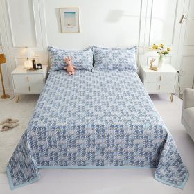 New Cotton Bed Cover Three-piece Set (Option: Plaid Blue-Single Bed Cover 150x200cm)
