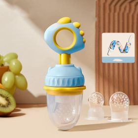 Baby Teether Teething Stick Fruit Complementary Feeder (Option: Blue-With 1Chain and 3Bag)
