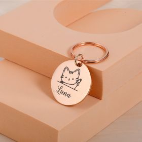 Personalized Pet Id Tags Medal Customized Dog Collar With Name Number (Option: Rose Gold-25X25MM)