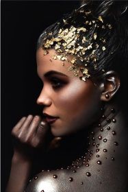 Black Gold African Woman Poster Abstract Canvas Painting (Option: B-70x90cm)