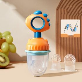 Baby Teether Teething Stick Fruit Complementary Feeder (Option: Orange-With 1Chain and 3Bag)