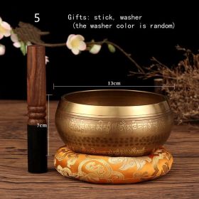 Tibetan Nepal Handmade Singing Bowls Set Buddha Mantra Design (Option: Buddhist music bowl-13CM)