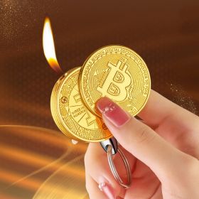 Creative Personalized Gold Coin-shaped Lighter Pendant (Color: gold)