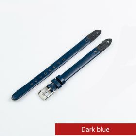 Fashion Cowhide 8mm Women's Watch Band (Option: Dark Blue-8mm silver buckle)