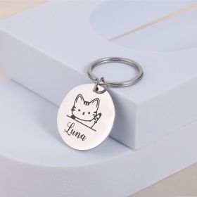 Personalized Pet Id Tags Medal Customized Dog Collar With Name Number (Option: Silver-25X25MM)