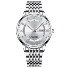Men's Casual Fashion Quartz Watch (Option: Silver with white face)
