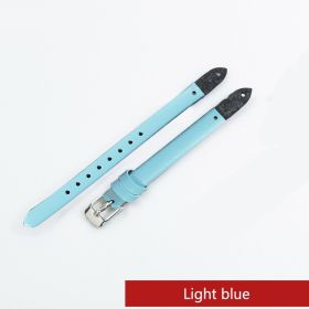 Fashion Cowhide 8mm Women's Watch Band (Option: Light Blue-8mm silver buckle)