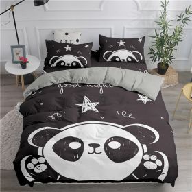 3D Cartoon Animation Bear Bedding Quilt Cover Digital Three-piece Set (Option: Black-210X210cm threepiece set)