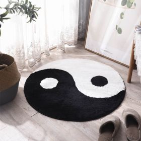 New Bedroom Round Gossip Carpet (Option: Black white-60cm)