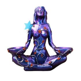 Mother Earth Crystal Ball Resin Double Base (Color: Blue)