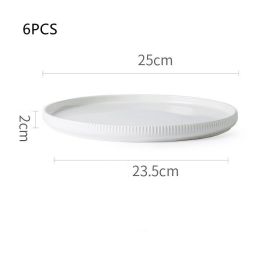 Home Creative Japanese Ceramic Embossed Simple Plate (Option: White-10inch-6PCS)