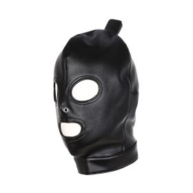 Women's Black Leather Mask And Hood Cover (Option: Black-Without braid)