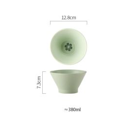 Matte 5 Bamboo Hat Bowl Rice Noodle Soup (Color: Green)