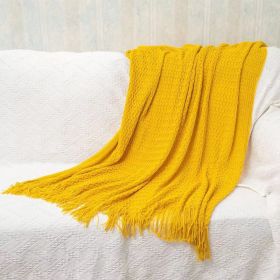 Office Thickened Warm Woven Shawl Blanket (Option: Turmeric-130x200cm)