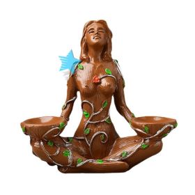 Mother Earth Crystal Ball Resin Double Base (Color: Yellow)