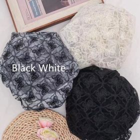 Monochrome Lace Children's Clothing Embroidered Lace Fabric (Option: Black White-2Yard)