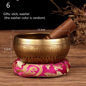 Tibetan Nepal Handmade Singing Bowls Set Buddha Mantra Design (Option: Buddhist music bowl-15CM)